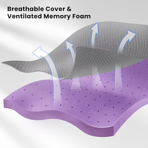 Queen Size Gel Memory Foam Mattress Topper 2 Inch with Removable Soft Cover - Grey Variation