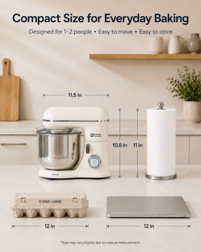 Kitchen in the Box 3.5 Qt Stand Mixer - Cream White Compact Electric Kitchen Mixer for Baking