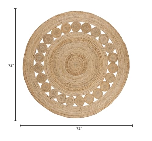 SAFAVIEH 6' Natural Fiber Jute Round Rug Farmhouse Style NF364A