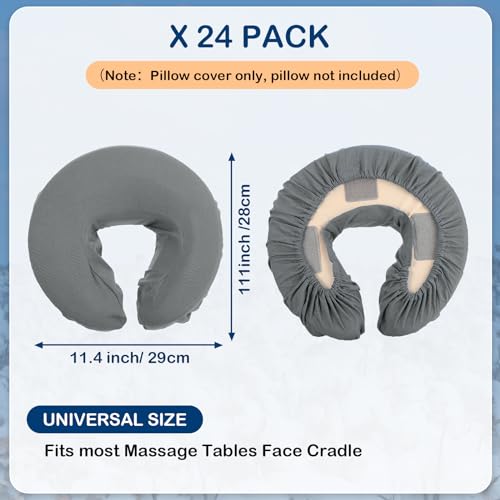 Macarrie 24 Pcs Face Cradle Covers for Massage Table Microfiber Reusable Soft Thicker Massage Table Headrest Covers Bulk Oil Proof Cradle Head Rest Sheets for Spa Beauty Salons(Gray)