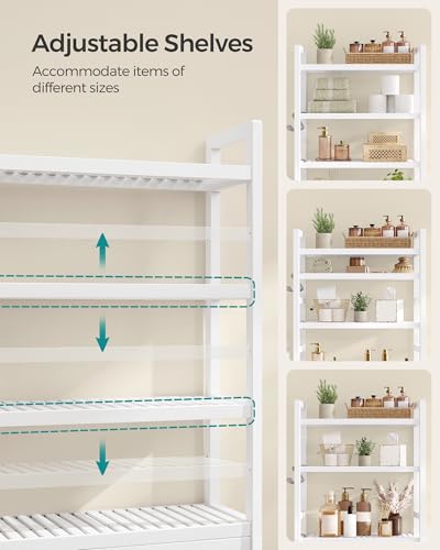 SONGMICS 4-Tier Bamboo Over-The-Toilet Storage Shelf - Cloud White, 72.8"H