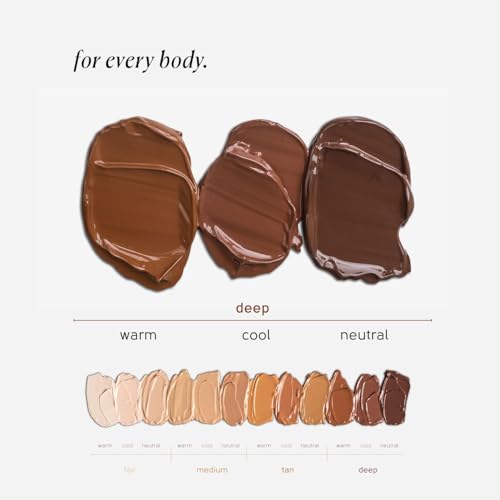 Tinge Body Makeup & Brush Bundle, 48-Hour Medium Coverage Tint with Hyaluronic Acid, Semi-Matte, Water & Transfer Resistant, Vegan, Kabuki Brush for Streak-Free Blending, Deep Cool, 3.38 Fl Oz