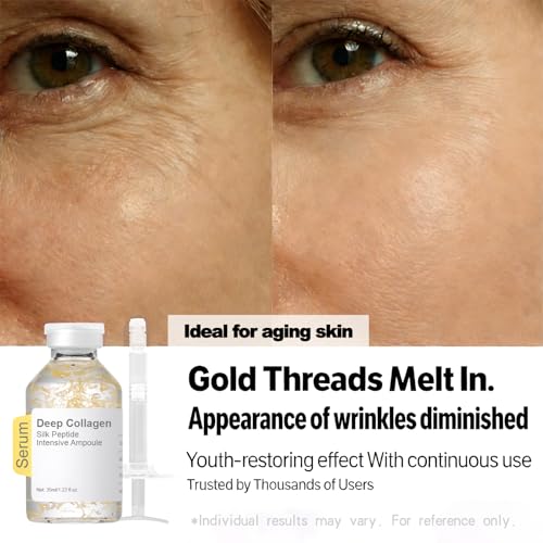 Silk Peptide Lifting Ampoule Set - Collagen Anti Aging Serum with Applicator - Hydrating Essence for Fine Lines & Wrinkles - Topical Use Only (2 Pack70ml)