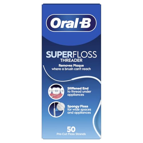Oral-B Super Floss Pre-Cut Mint Floss Strands, Threaders 50 Count Pack of 12