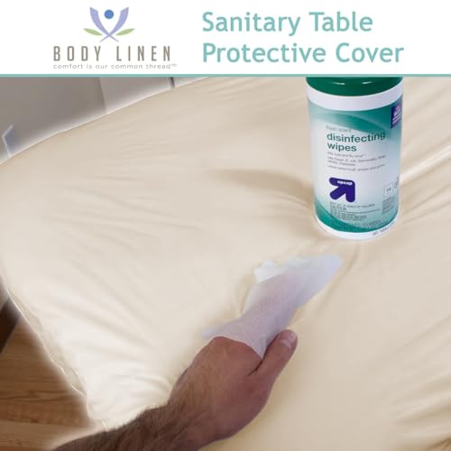 Body Linen Reusable Massage Table Cover - Waterproof Fitted Barrier, 1 Pack/Natural