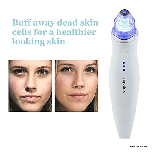 Microdermabrasion Machine - Appolus Premium Diamond Microdermabrasion Device Kit - 2 Diamond Tips - 5 Heads - Blackhead Remover Vacuum Tool -Pores Lines Wrinkles Minimizer
