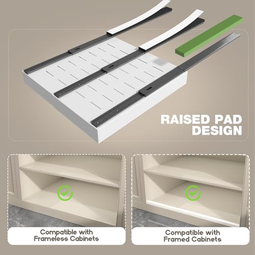 Seinloes 4 Pack Pull Out Cabinet Organizer 21" Deep, Expandable 12.3-20.5" Wide, Full Extension Slides, White