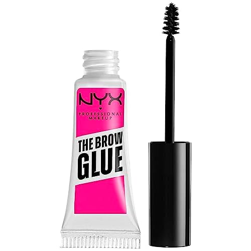 NYX PROFESSIONAL MAKEUP Fat Oil Lip Drip, Moisturizing, Shiny and Vegan Tinted Lip Gloss - That's Chic (Deep Berry) & The Brow Glue, Extreme Hold Eyebrow Gel - Clear