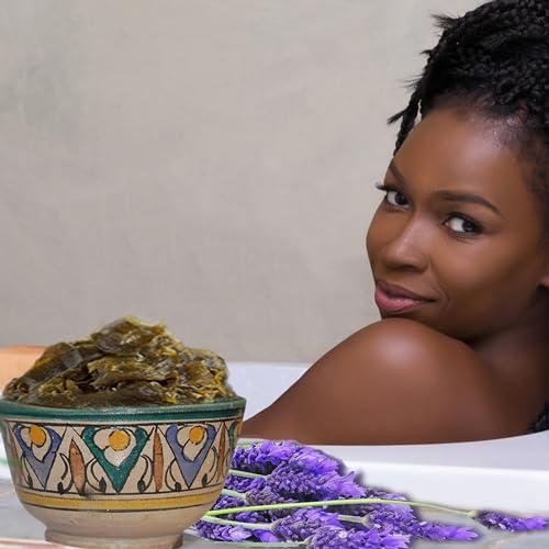 Lavender Moroccan Black Soap Body Scrub - Natural Exfoliating Beldi Olive Soap 16oz