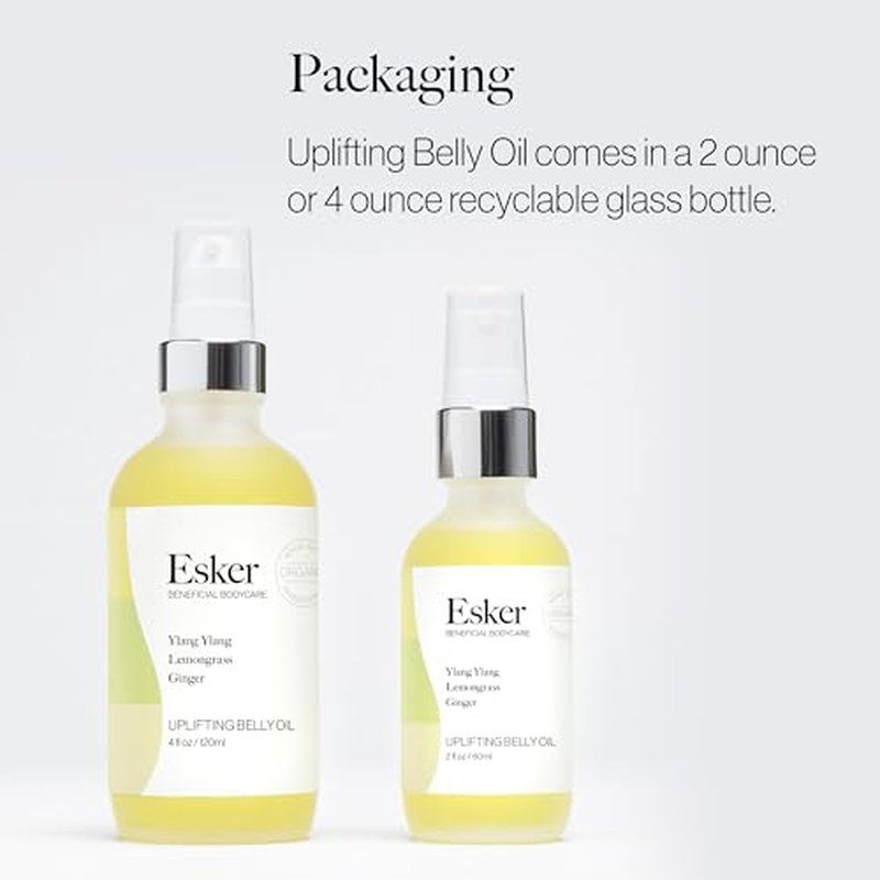 Esker Natural Uplifting Belly Oil | (2.0oz) | Plant-Based Formulated with Antioxidants Promoting Deep Hydration and Cell Regeneration | Skin Stays Nourished and Resilient During Pregnancy