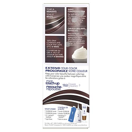 Clairol Nice'n Easy Liquid Permanent Hair Dye, 2 Black Hair Color, Pack of 3