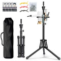 Black Mannequin Head Stand with Adjustable Height & Foldable Tripod