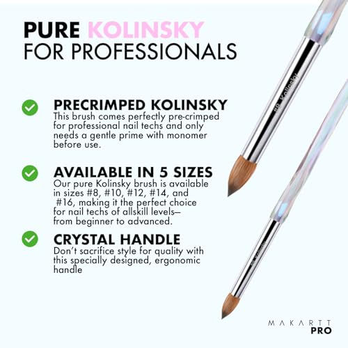 Professional Acrylic Nail Brush #12 – Pure Kolinsky Hair for Precise Application