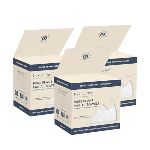 Disposable Face Towels Set - 3 Packs of 50 XL 10x12 Inch Ultra-Thick Facial Cloths