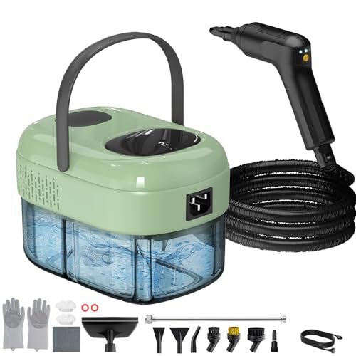Green 2500W Handheld Steam Cleaner with 16 Accessories for Deep Home Cleaning