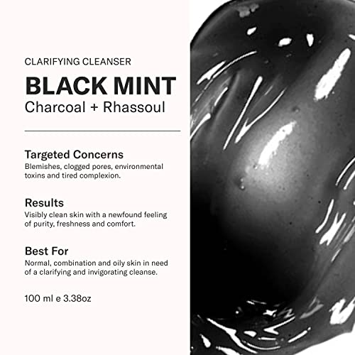 Odacit? Facial Cleanser with Foam - Black Mint Activated Charcoal & Rhassoul Clay Glow Recipe - Facial Moisturizer with Deep Cleanse for Gentle Face Wash to Remove Dirt & Oil, 3.38 fl. oz.