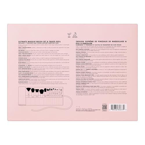 e.l.f. 17-Piece Makeup Brush Set with Travel Roll - Vegan & Cruelty-Free