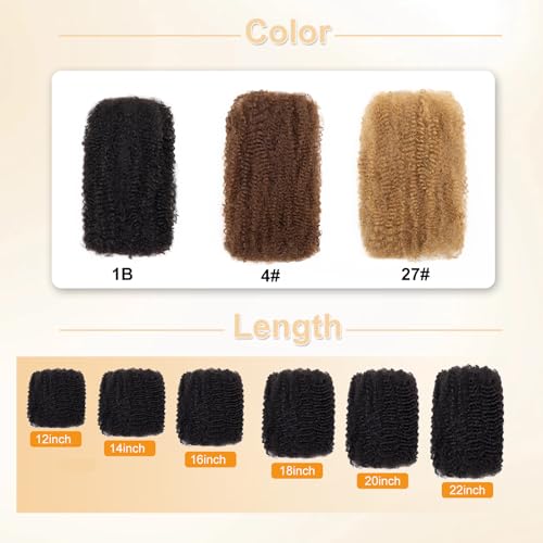 14 Inch Afro Kinky Curly Human Hair for Dreadlocks & Twists - 1B, 50g Pack