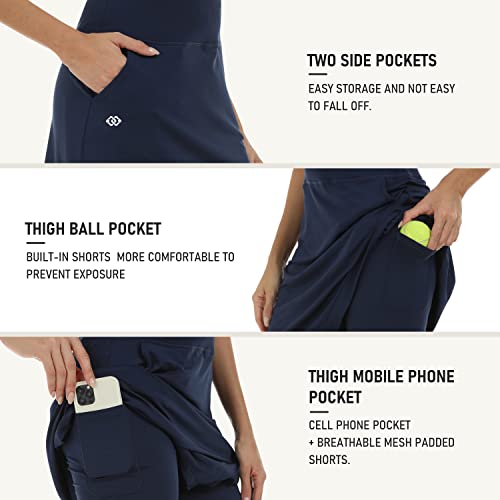 X-Large Women's 20 Inch Knee Length Golf Skorts with 4 Pockets - Navy Summer Athletic Skirt