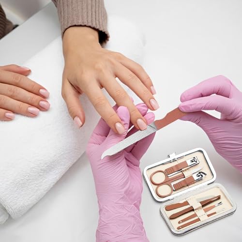 Manicure & Pedicure Kit 7-in-1 Nail Clipper Set for Travel - Beige 24 Pack, 4.4 Inch