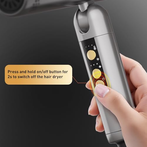 Grey Travel Hair Dryer with Dual Voltage and Fast Drying Brushless Motor