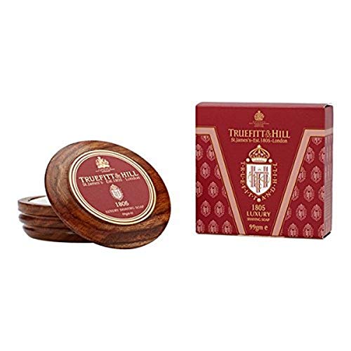 Luxury Shaving Soap in Wooden Bowl - 1805, 3.3 oz - Nourishing & Smooth Shave