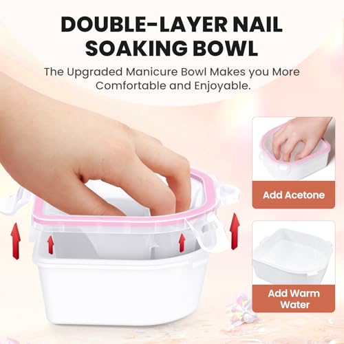 Pink & Clear Hand & Foot Nail Soaking Bowl Set - Large Size, 12pcs