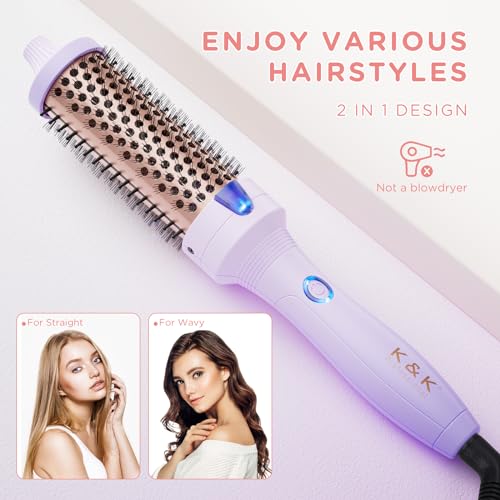 1.5 Inch Volumizing Heated Curling Brush for Hair - Purple