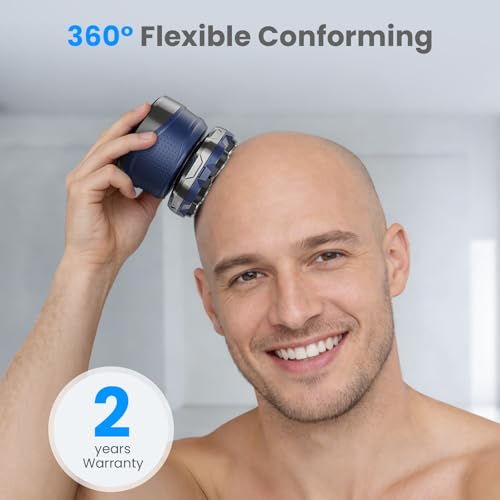 Navy Blue Head Shaver for Bald Men - 7D Floating Razor with Travel Case