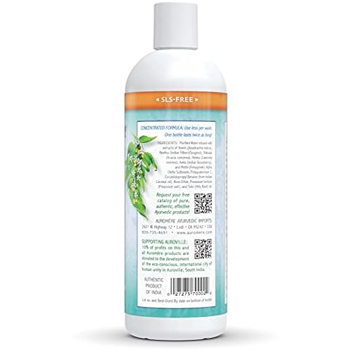 Auromere Ayurvedic Shampoo, Neem + 5 - Vegan, Cruelty Free, Non-GMO, Natural, Gluten Free, Sulfate Free, Paraben Free for Normal to Oily Hair (16 fl oz), 1 Pack