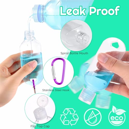 AIRNEY 100PCS Travel Hand Sanitizer Bottles with Keychains, 2oz Refillable Leak-Proof Containers for On-the-Go