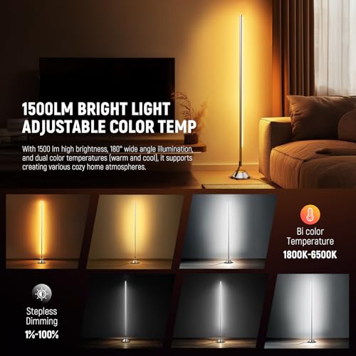 NEEWER NF01 Smart RGB IC W Floor Lamp - 1500lm Dimmable LED Corner Light
