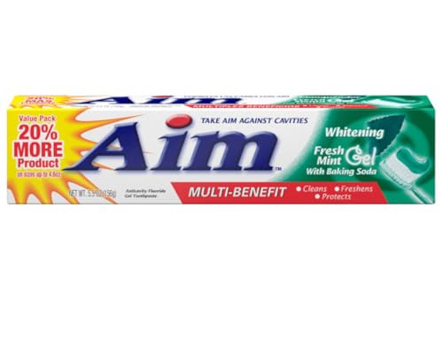 Aim Fresh Mint Gel Toothpaste 6 oz Tube - Cavity Protection & Whitening