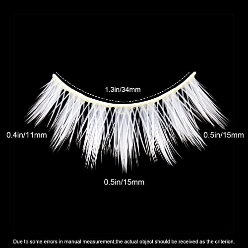 3 Pairs White False Eyelashes - Natural Look Fluffy White Lashes Wispy White Fake Eyelashes for Cosplay & Christmas Makeup - Halloween Party Masquerade Cosplay Lashes