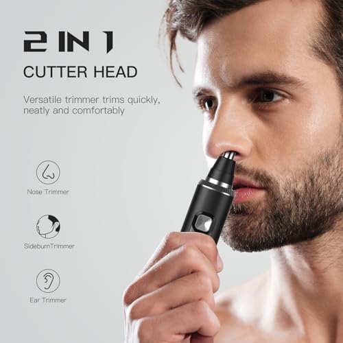 LED Display Ear and Nose Hair Trimmer Clipper for Men Women,2025 Rechargeable 2 in 1 Professional Painless Eyebrow & Facial Hair Trimmer with Powerful Motor and Dual-Edge Blades Easy Cleansing