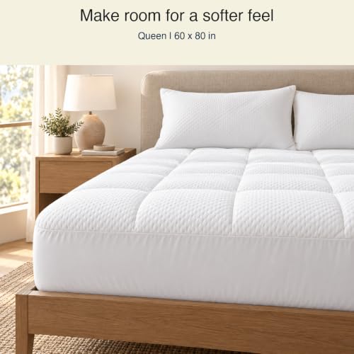 Queen White Pillow Top Mattress Topper - Olive + Crate, 21-Inch Pocket