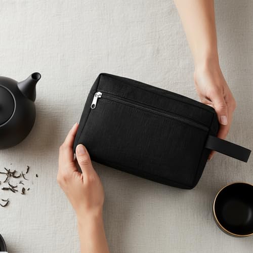 Travel Toiletry Bag for Men Women Black 48 pcs Water-Resistant Hanging Cosmetic Organizer