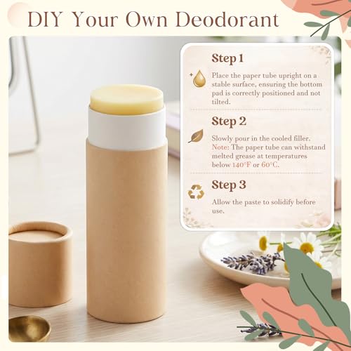 20 Pcs Empty Deodorant Tubes Push-Up Dispenser 1 oz Brown Eco-Friendly