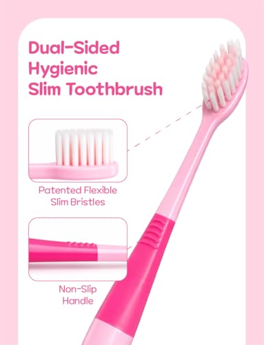 Compact Toothbrush Set with Soft Bristles and Ergonomic Handle - 4 Pack
