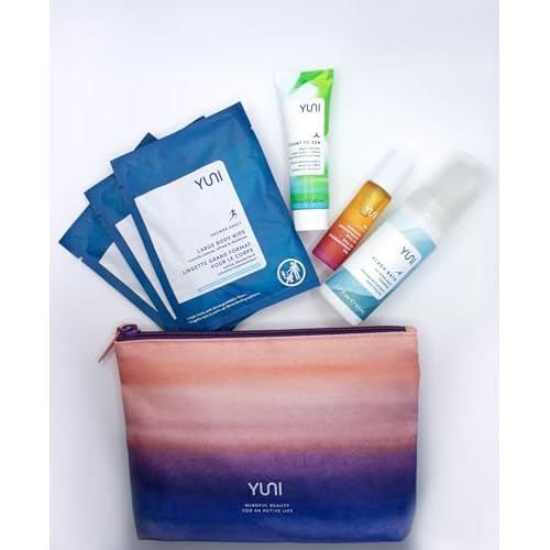 YUNI Beauty Natural Travel Essentials Kit (7pc kit) Beauty On the Run Travel Size Body Care Kit - Cleanse, Refresh, Hydrate - Save Time - All Natural, Paraben-Free, Cruelty-Free