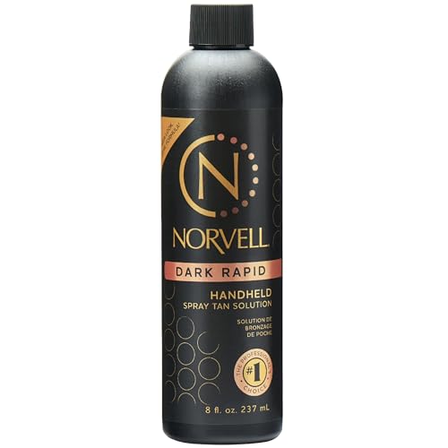 Norvell Premium Spray Tan Solution Dark Rapid 8 Fl. Oz ? Professional Sunless Tanning Formula for Fast Natural Bronze Glow, Streak Free, Long Lasting Color