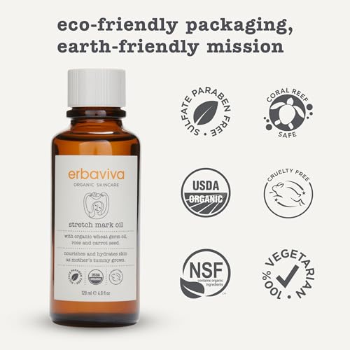 Erbaviva Organic Stretch Mark Oil 4 Fl Oz - Nourishing Pregnancy Body Oil