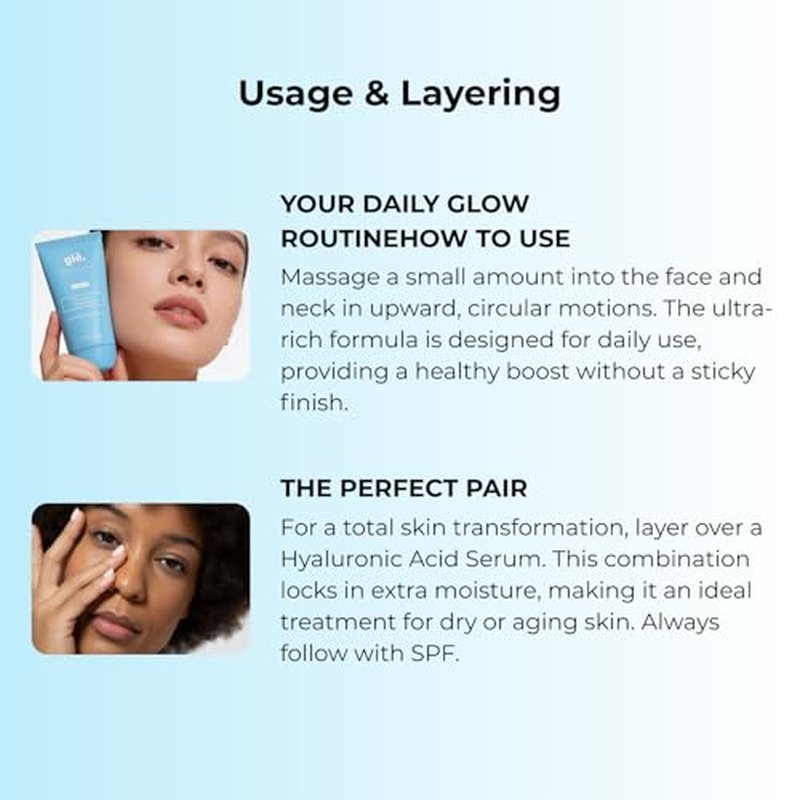 Gle Niacinamide Moisturizing Cream 2 fl oz, Face Moisturizer for Acne-Prone Dry Skin with Hyaluronic Acid, Ceramides, Fragrance & Paraben Free, Travel Size