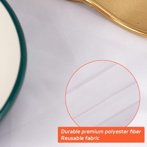 White 120 Inch Round Tablecloth 10 Pack - Stain Resistant & Wrinkle-Free Polyester for Wedding & Events