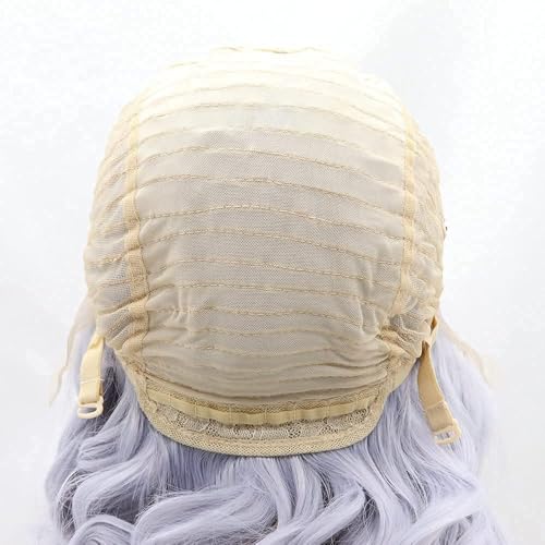 Short Curly Lavender Lace Front Wig 14 Inch Synthetic Heat-Resistant Hair for Women & Drag Queens - Lilac