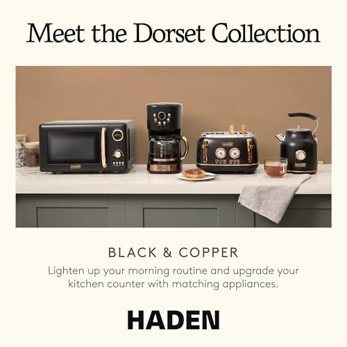 Haden Dorset 2-Slice Wide-Slot Toaster Black & Copper - Adjustable Browning