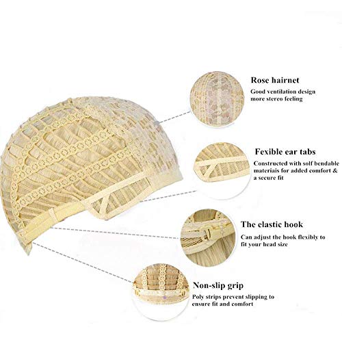 Blonde Short Curly Wig for Women 1920s Costume Halloween Cosplay with Cap - Variation of THIS listing
