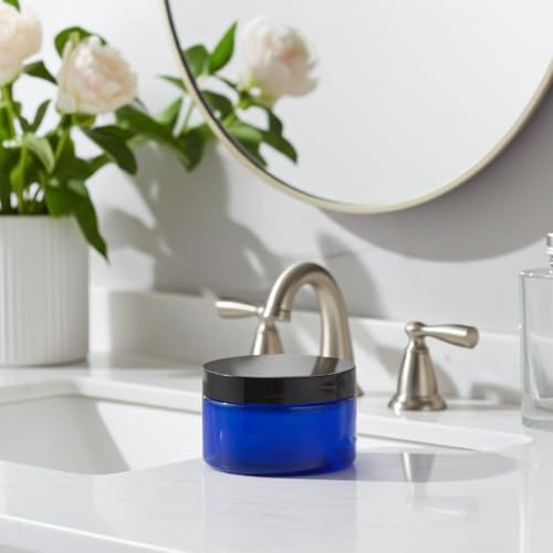 12 Pack 6oz Cobalt Blue PET Plastic Jars with Black Lid - Storage Containers