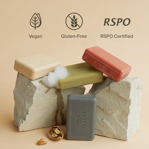 Barrel & Oak Red Clay Exfoliating Bar Soap Bourbon Cedar 6 Oz 3-Pack - Men’s Grooming