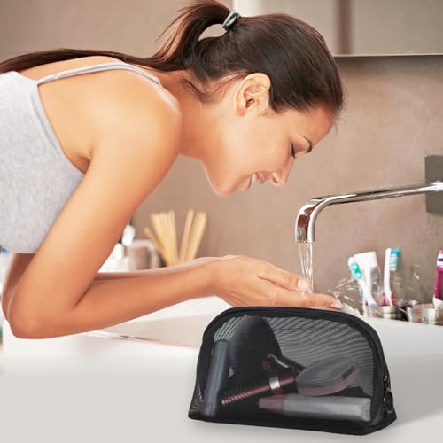 Hotipine 8PCS Mesh Makeup Bag Set - Clear Travel Cosmetic & Toiletry Organizer